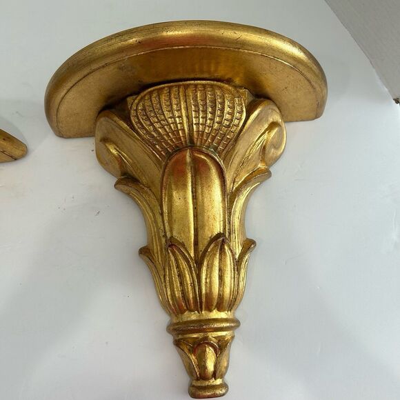 Vintage Ornate Wood Wall Shelves Hand Crafted Made in Italy Gold Gilded Finish - Picture 12 of 12